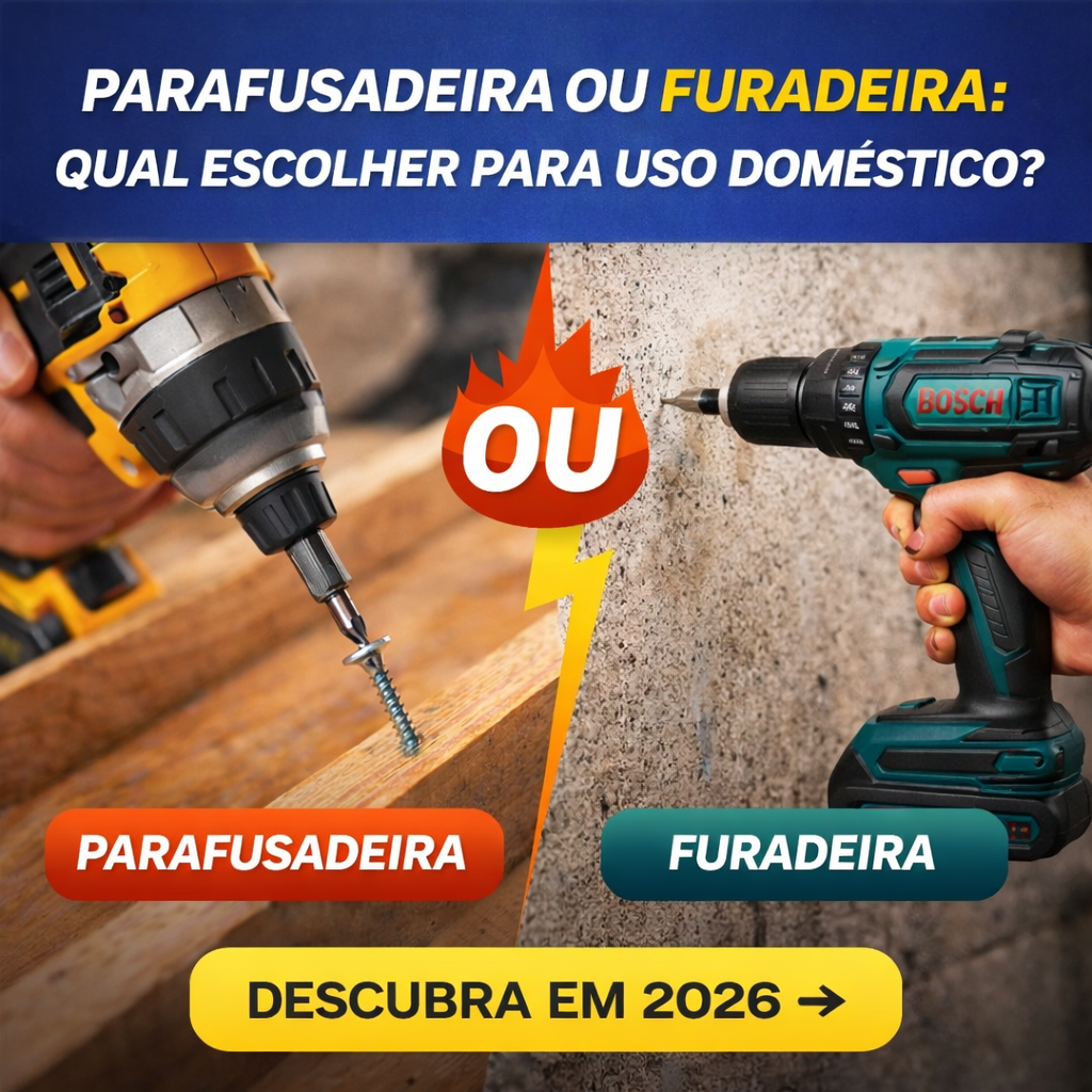 Parafusadeira ou furadeira: qual escolher para uso doméstico em 2026? parafusadeira vs furadeira uso domestico 2026